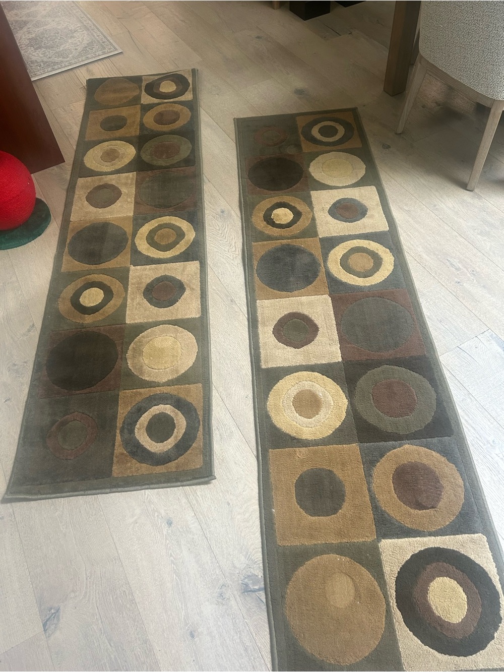 Modern Geometric Brown & Cream Runner Rugs - Home Accents OBO